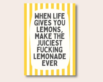 Funny Quote Kitchen Wall Print, When Life Gives You Lemons Print, Kitchen Wall Print, Kitchen Home Decor, Modern Typography Poster, Wall Art