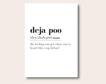 Funny Toilet Print, Deja Poo, Toilet Quotes And Sayings, Funny Text Print, Toilet Prints, Bathroom Wall Print, Bathroom Wall Art, Art