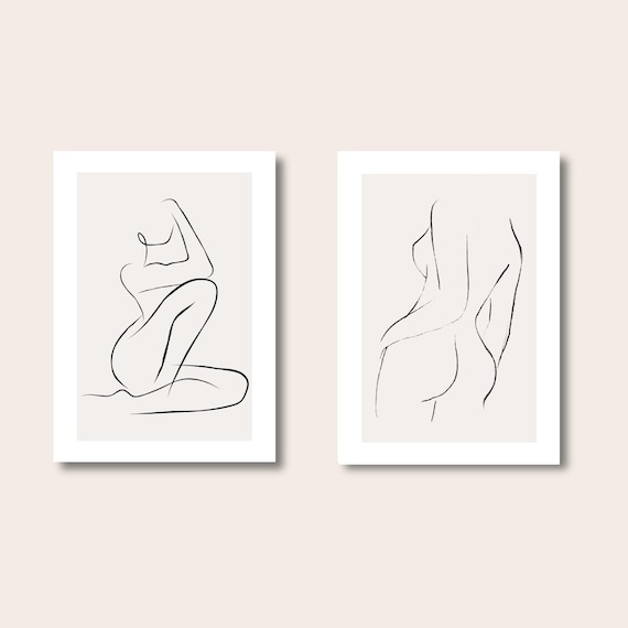 Set Of 2 Prints, Woman Line Drawing, Single Line Art, Female Line Art Print, Body Line Art, Abstract Line Drawing Print, Feminine Poster