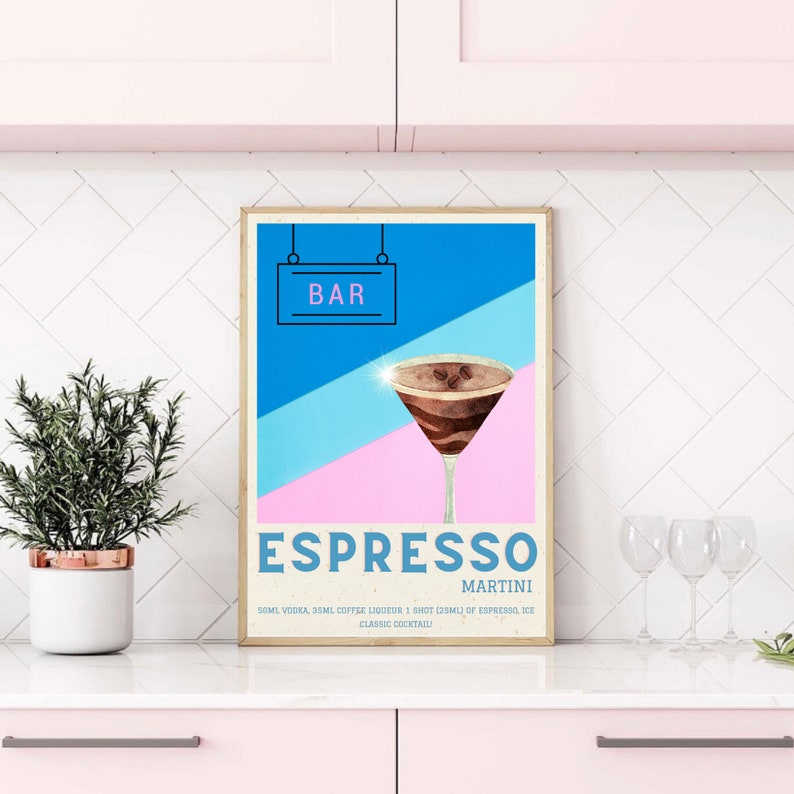 Espresso Martini | Cocktail Print | Kitchen Art | Bartender Gift | Cocktail Lover | Foodie Art | Housewarming Gift | Kitchen Decor | Modern image 2