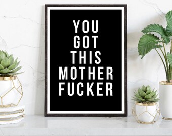 Funny wall prints, Fun Quote Wall Art, You Got This, Quote Poster, Humour Prints, Funny Gifts, Typography Print, Text Print, Prints