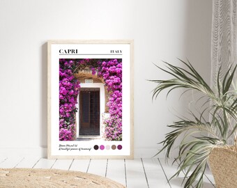 Capri Print, Capri Photography Print, Capri Italy Poster, Italian Door Photograpy Print, Travel Poster, Positive Travel Quote Print