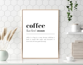 Coffee Definition Print | Kitchen Wall Art | Kitchen Prints | Coffee Prints | Coffee Definition | Kitchen Decor | Home Prints | Home Art