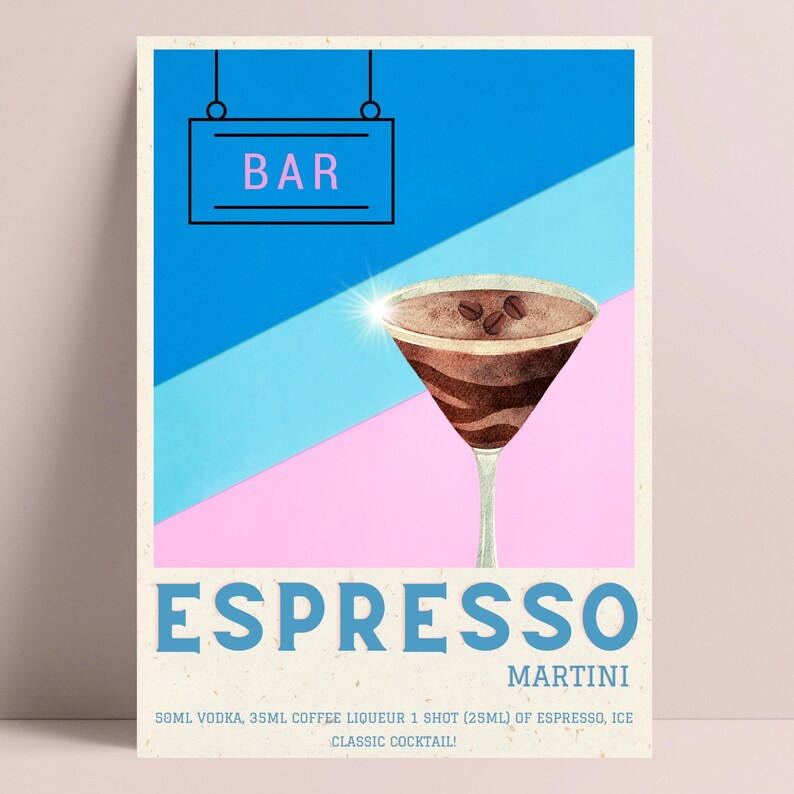 Espresso Martini | Cocktail Print | Kitchen Art | Bartender Gift | Cocktail Lover | Foodie Art | Housewarming Gift | Kitchen Decor | Modern image 3