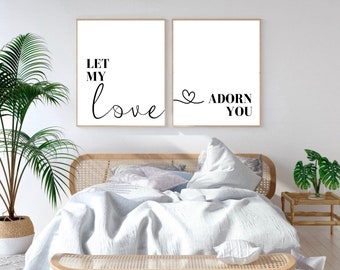 Bedroom Prints Set Of 2, Set Of Bedroom Prints, Home Decor Prints, Let My Love Adorn You, Living Room Decor, Bedroom Decor, Gift For Her