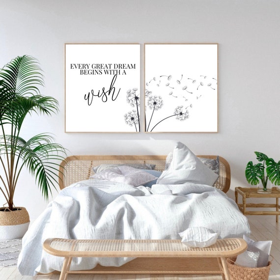 Every Great Dream Begins With A Wish Print Set of 2 Bedroom