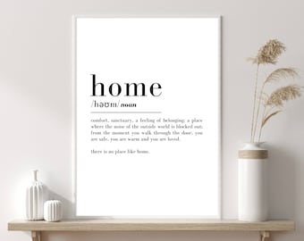 Home Definition Print, Haus Drucke, Hausschild, Home Geschenke, Wohnkultur, Definition Print, Zitat Prints, Familien Drucke, Minimalistisch