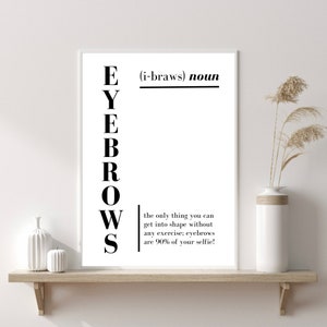 Salon Print,  Eyebrow Definition Print, Beauty Room Decor, Beauty Salon Prints, Definition Prints, Minimalist Art Print, Beauty Print