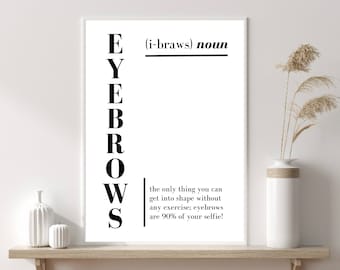 Salon Print,  Eyebrow Definition Print, Beauty Room Decor, Beauty Salon Prints, Definition Prints, Minimalist Art Print, Beauty Print