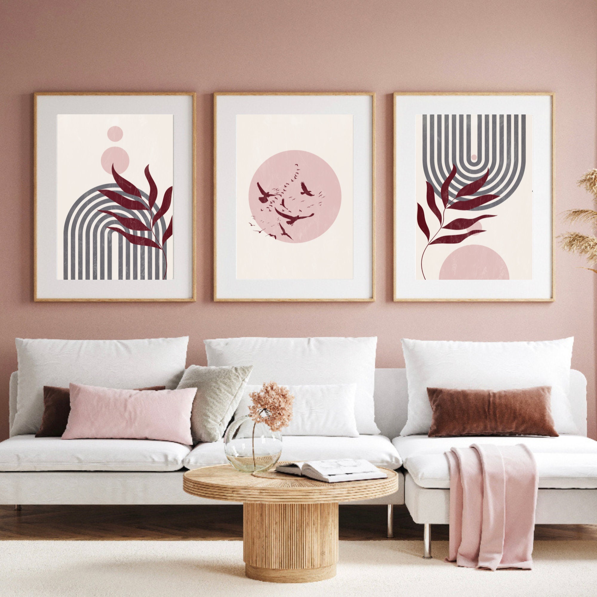 Abstract Wall Prints Set of 3 Prints Mid Century Wall Art Etsy