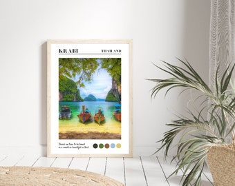 Krabi Wall Art, Krabi Poster, Krabi Thailand Print, Thailand Poster Print, Thailand Travel Poster, Travel Gift, Travel Poster, Home Decor