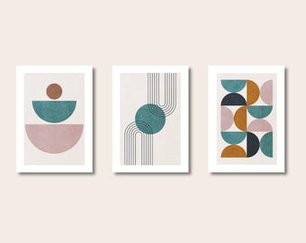 Abstract Wall Art Posters, Set Of 3 Living Room Prints