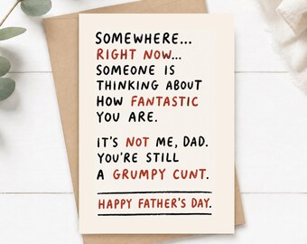 Funny Father's Day Card, Offensive Humour Gift for Dad, A5 Greeting Card
