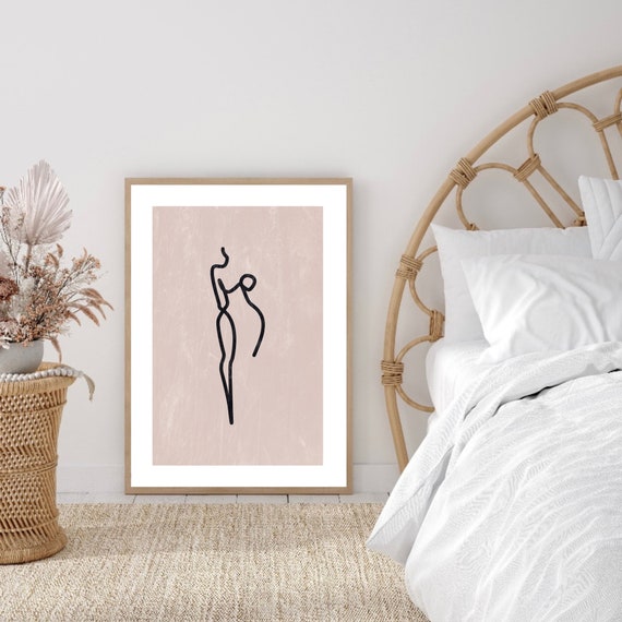 Romantic Woman Line Art Peach Line Drawings Feminine Art Print/Poster - Bed  Bath & Beyond - 34885714