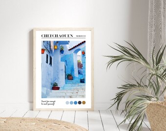 Morocco Traditional Travel Print, Chefchaouen, Blue Pearl Poster, Rif Mountains Morocco, Moroccan Poster, Modern Prints, Travel Print