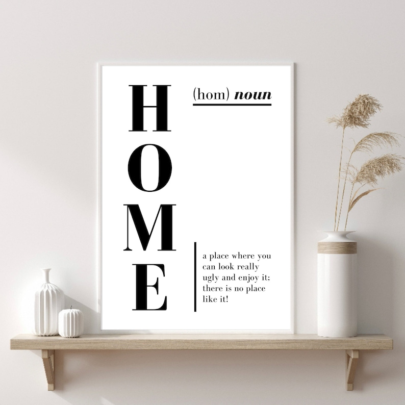 Home Definition Print, Wall Art Print, Home Wall Print, Funny Definition Prints, Family Print, Fun Quote Print, Home Prints, Home Art image 1