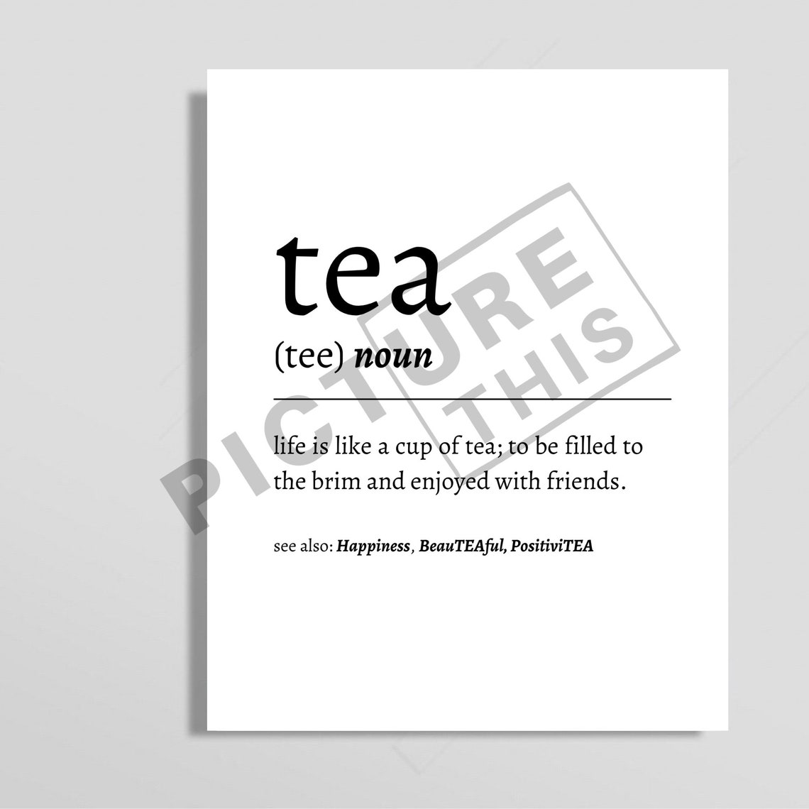 Tea Definition Print Kitchen Poster Tea Poster Kitchen Etsy UK