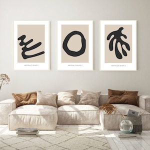 Abstract Shape Print, Set Of 3 Prints, Neutral Tones Modern Wall Art, Minimalist Poster Set, Home Decor, Living Room Posters, Bedroom Prints