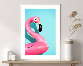 Pink Flamingo Print, Summer Wall Decor, Fun Wall Print, Wall Art, Home Decor Print, Modern Wall Poster, Wall Art Poster, Flamingo Poster