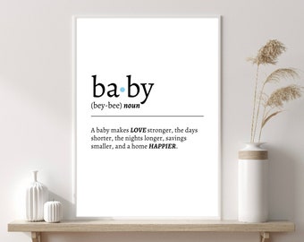 Baby Definition Wall Print | Nursery Wall Art | New Baby Print | Baby Boys Print | Baby Girls Print | Nursery Print | New Baby Gift