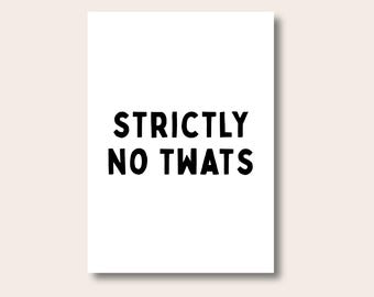 Póster con frases divertidas, impresiones con frases, impresión tipográfica para pared, impresión "Estrictamente prohibido tonterías", impresión tipográfica, decoración del hogar, impresiones con groserías, regalos con groserías