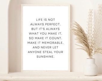 Make It Count Print | Make It Memorable Wall Art | Inspiring Quote | Positivity Prints | Motivational Poster | Black Text Prints | Quote Art