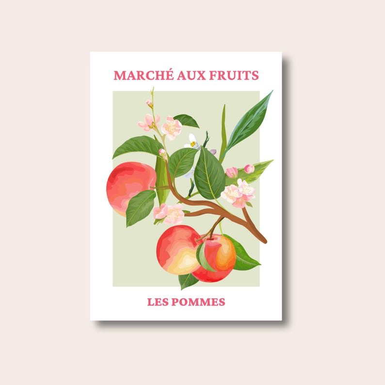 Les Pommes Poster, Apple Art Print, Fruit Market, Modern Art, Fruit Art, Kitchen Print, Home Decor, Wall Prints, Posters, Wall Art, Kitchen image 1