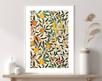 William Morris Print, Floral Wall Art, Flower Print, Citrus Wall Art, William Morris Wall Art, Modern Living Decor, New Home Gift, Wall Art