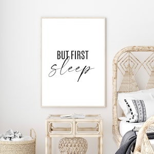 Bedroom Prints, But First Sleep, Wall Prints, Home Decor, Bedroom Wall Art, Minimalist Bedroom Art, Bedroom Quotes, Typography Prints, Print