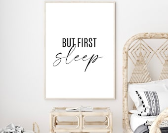 Bedroom Prints, But First Sleep, Wall Prints, Home Decor, Bedroom Wall Art, Minimalist Bedroom Art, Bedroom Quotes, Typography Prints, Print