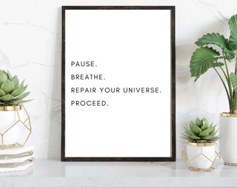 Inspirerande citattryck, kontorsinredning för henne, studentrumsinredning för henne, inspirerande poster, väggkonstcitat, sovrumstryck, självvårdsgåvor