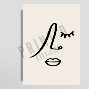 Minimal Line Zeichnung | Beige Line Art Poster | Beige Abstrakte Wandkunst | Beige Dekor | Weibliche Linie Kunst | Beige Wandbild | Abstrakte Kunst Bild 3