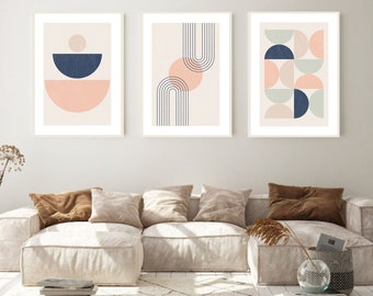 Abstract Wall Art Prints, Set Of 3 Prints, Living Room Prints, Modern Art, Modern Home Decor, Pastel Decor, Scandi Decor, Wall Prints