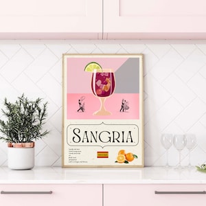 Sangria Cocktail Poster | Cocktail Print | Cocktail Recipes | Cocktails Art | Cocktails Gift | Kitchen Poster | Cocktails | Kitchen Art