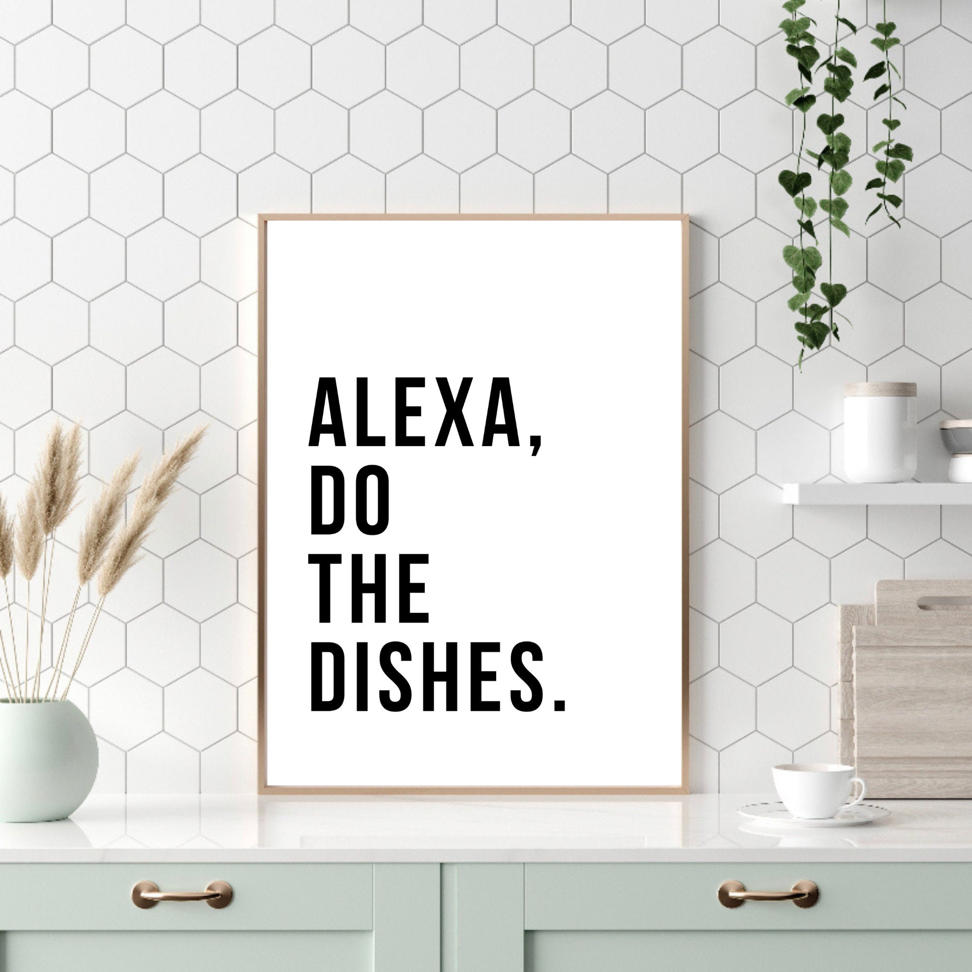 Kitchen Floor Mat, Alexa Do the Dishes, Funny Quote Kitchen Decor,  Farmhouse Kitchen 