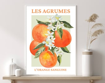 Orange Kunstdruck, Les Agrumes, Moderne Kunst, Obst Wand Kunst, Küchen Druck, Wohndeko, Geschenkideen, Wand Drucke, Poster, Wand Kunst, Küche