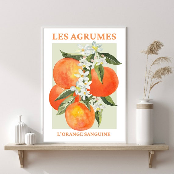 Orange Art Print, Les Agrumes, Modern Art, Fruit Wall Art,  Kitchen Print, Home Decor, Gift Ideas, Wall Prints, Posters, Wall Art, Kitchen