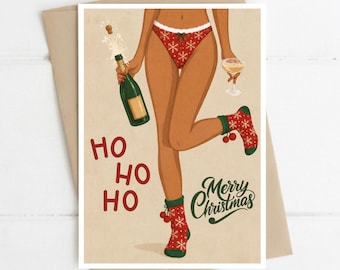 Funny Christmas Card, Ho Ho Ho, A5 Christmas Greeting Card