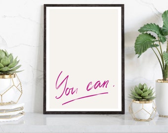 Stampa di citazione motivazionale, Poster di citazione di testo, Stampa tipografica, È possibile stampare, Arte della parete rosa, Stampa di citazione positiva, Stampa di amore per se stessi