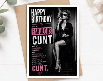 Funny Birthday Card for Her, Fabulous C*nt Birthday Card, A5