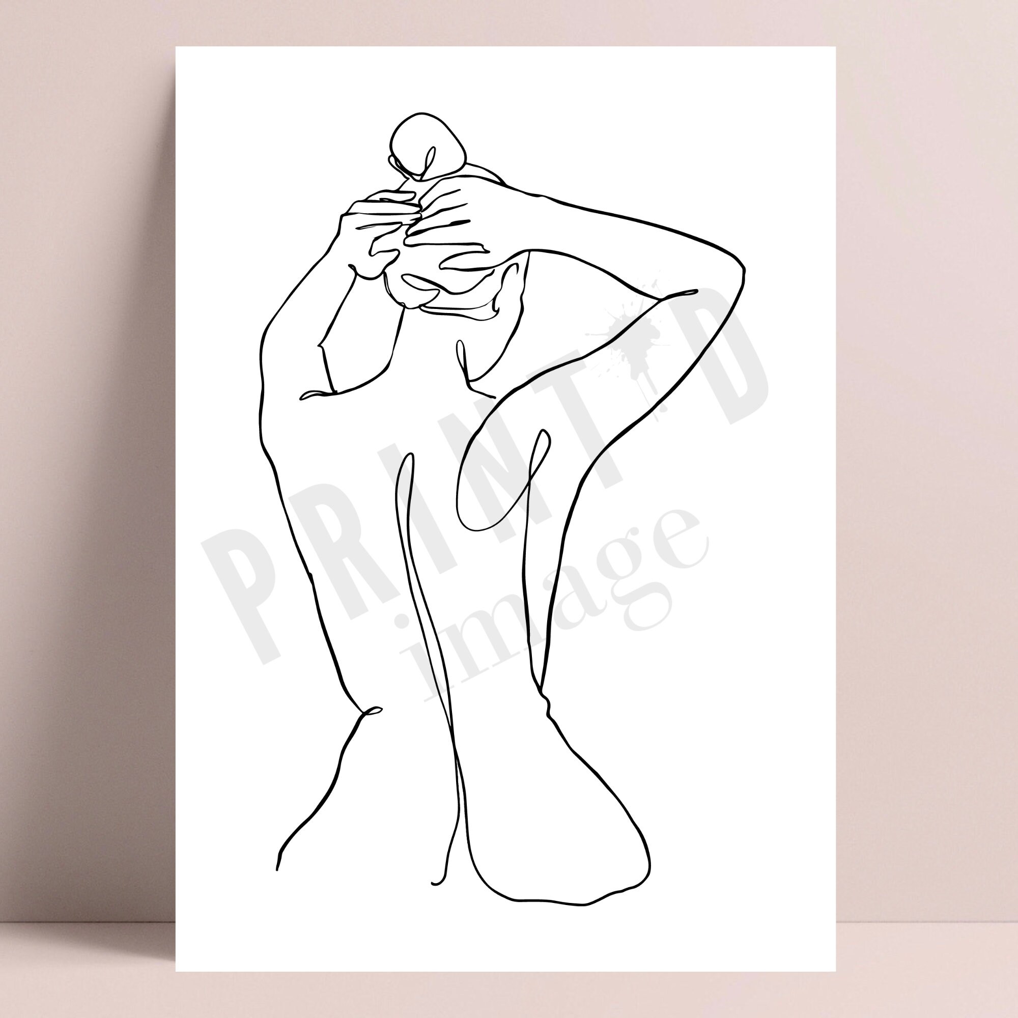 Woman Line Art Print, Set of 3 Prints, Nude Pencil Drawings, Minimalist ...