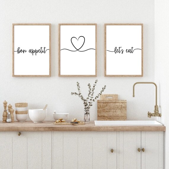 Bon Appetit Let's Eat Wall Art Print - 11x14 Inch Kitchen & Dining Room Decor