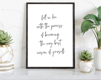 Inspirierende Wandkunst, Be Yourself, Bürodekor für Sie, Wohnheimdekor für Sie, Selbstfürsorgedruck, Textzitat, Schlafzimmerdruck, Geschenk für sie