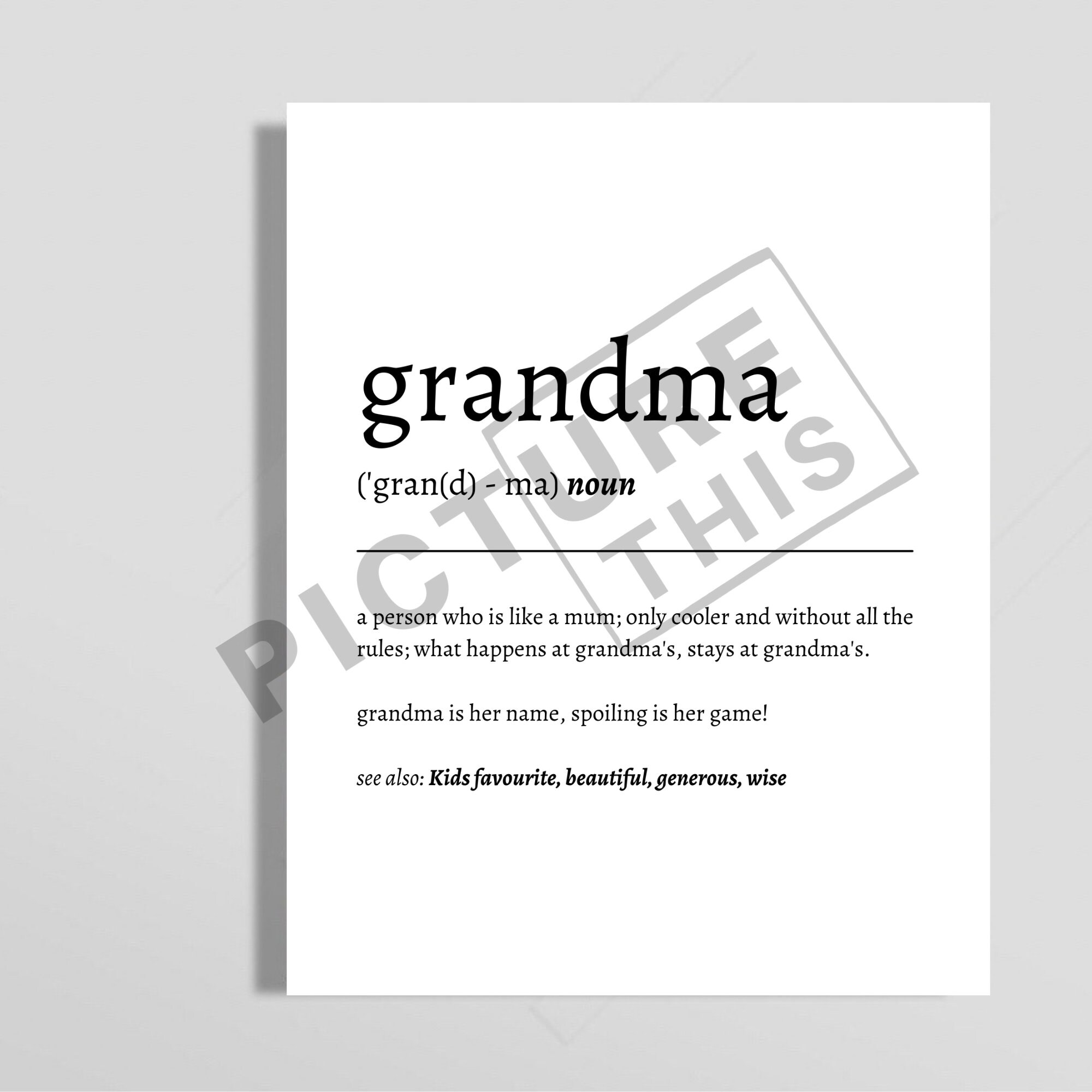 Grandma Definition Print Grandma Gifts Thoughtful Gifts Etsy