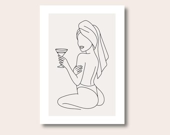 Woman Line Drawing Print, Minimalist Feminine Poster