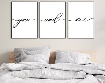 Set Of 3 Bedroom Prints, Bedroom Quote Prints, Minimalist Prints, Above Bed Print, Couple Print, Bedroom Wall Art, Minimalist Bedroom Decor