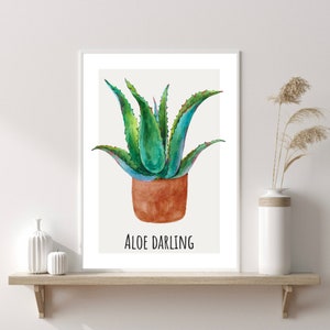 Aloe Darling Print, Flower Wall Art, Boho, Modern Art, Kitchen Wall Print, Home Decor, Gift Ideas, Wall Prints, Posters, Wall Art, Kitchen