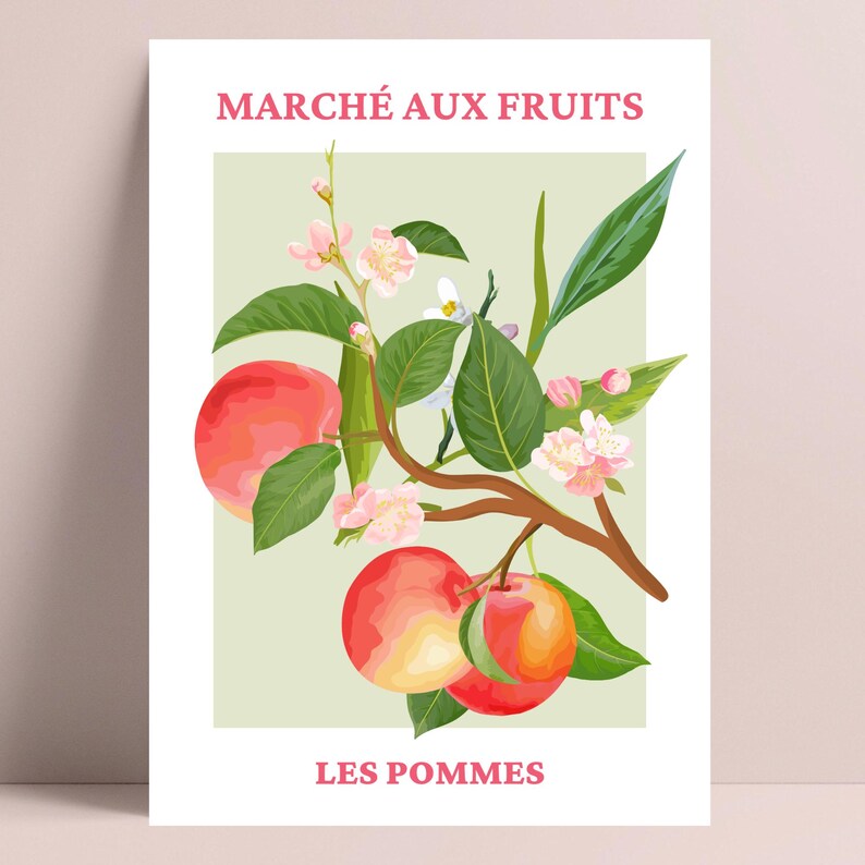 Les Pommes Poster, Apple Art Print, Fruit Market, Modern Art, Fruit Art, Kitchen Print, Home Decor, Wall Prints, Posters, Wall Art, Kitchen image 4