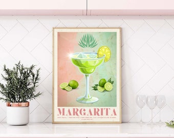 Margarita Cocktail Print | Cocktail Poster | Kitchen Art | Bartender Gift | Cocktail Lover | Foodie Art | Housewarming Gift | Kitchen Decor
