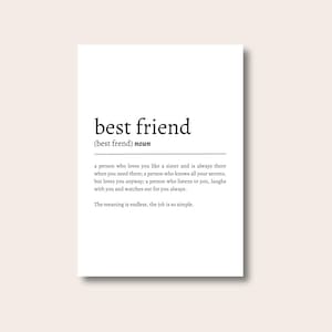 Best Friend Definition Print | Best Friend Wall Art | Best Friend Gifts | Gifts for Friend | Thoughtful Gifts | Meaningful Gifts | Quote Art